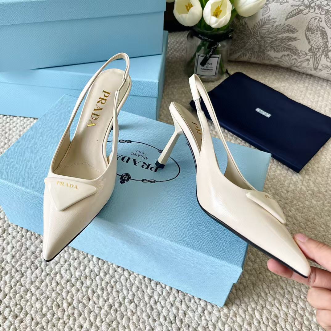 PRA SLINGBACK PUMPS IN CREAM CALFSKIN - 35