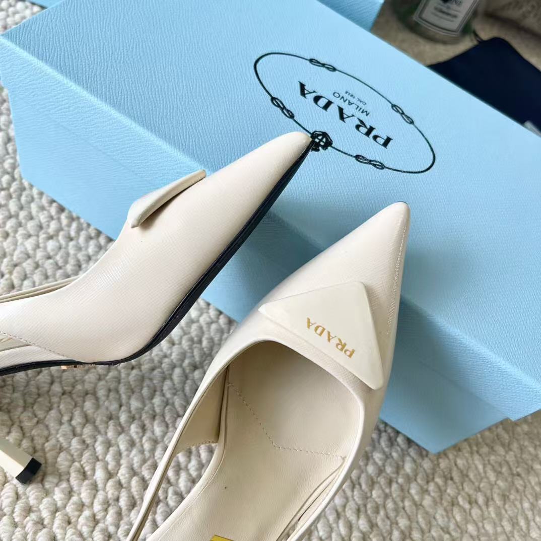 PRA SLINGBACK PUMPS IN CREAM CALFSKIN - 35