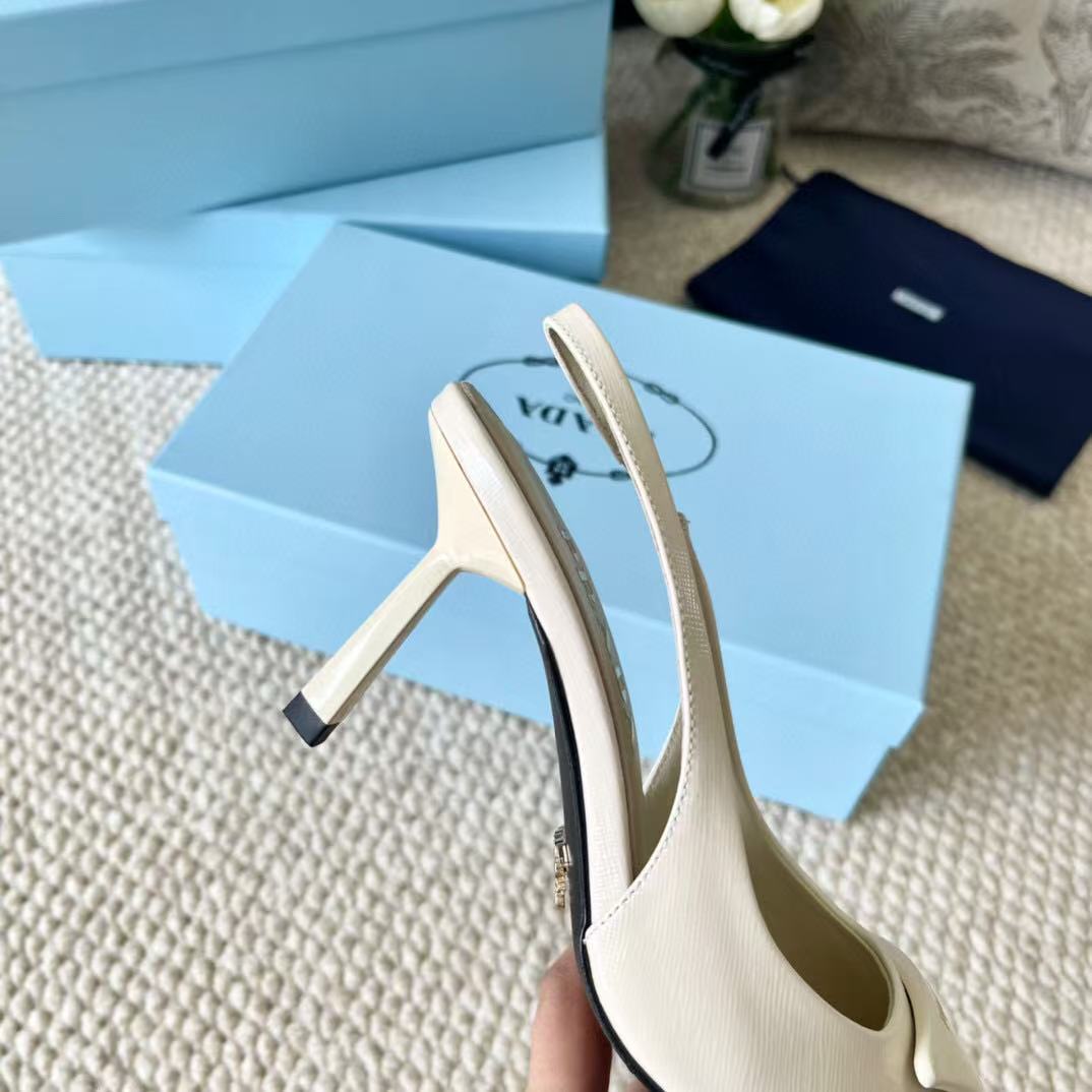 PRA SLINGBACK PUMPS IN CREAM CALFSKIN - 35