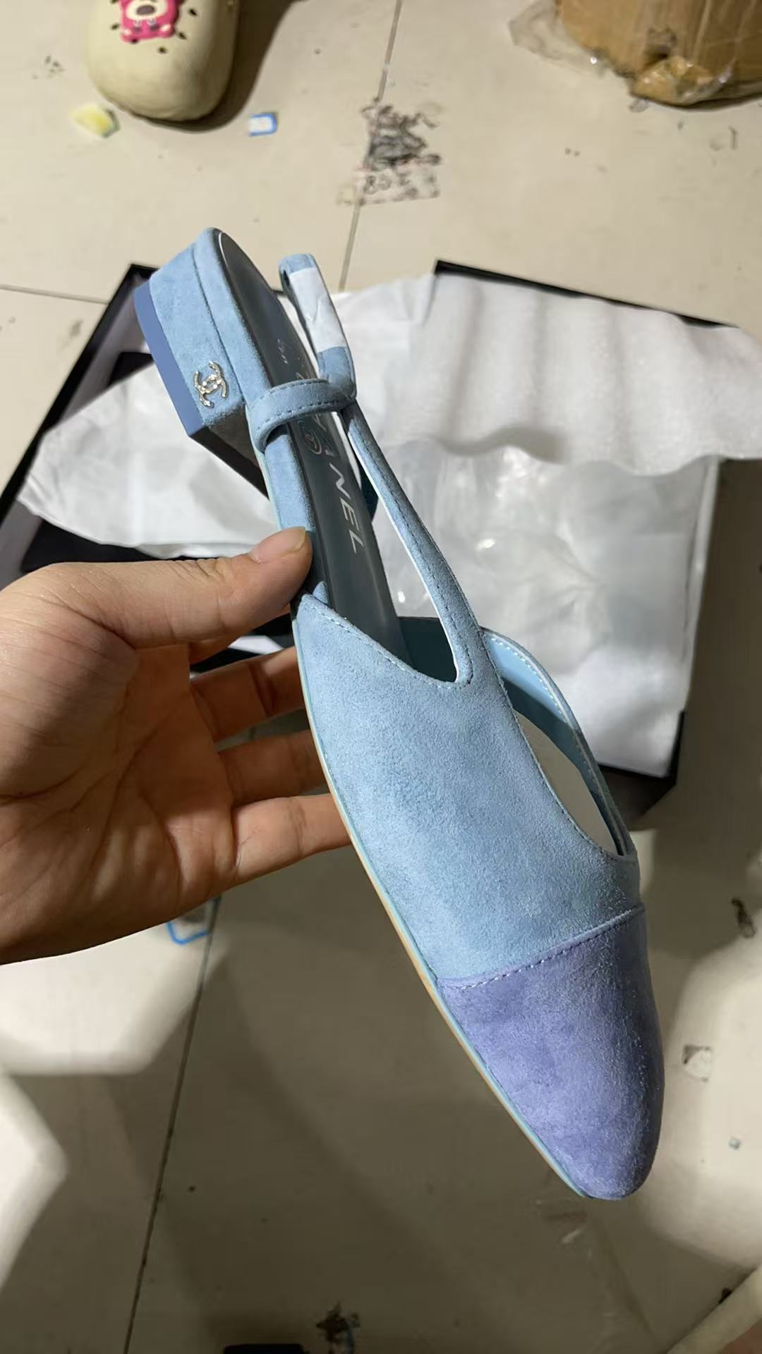 CC SLINGBACK IN BABY BLUE SUEDE - 35