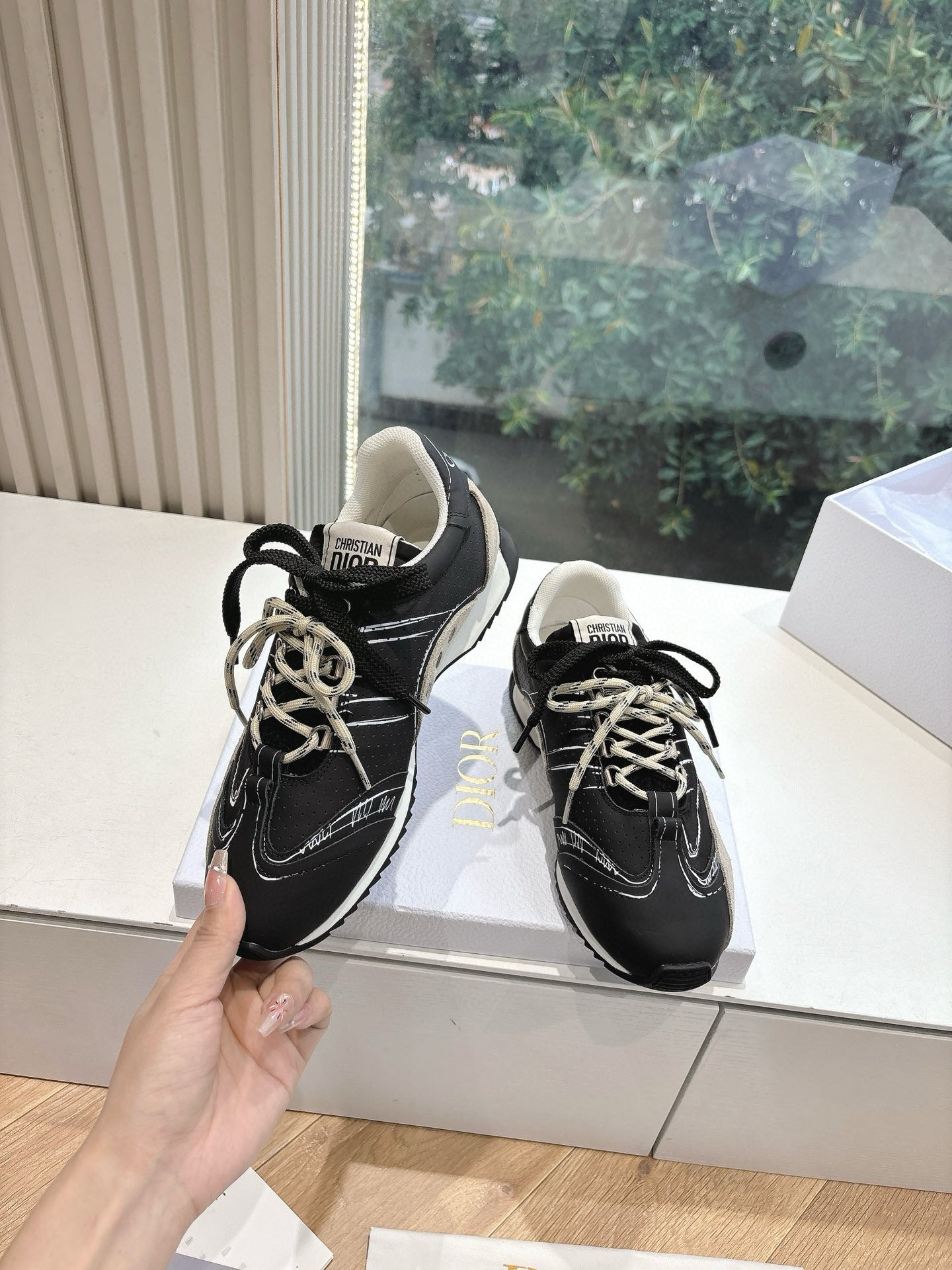 DIOR B30 SNEAKERS IN BLACK AND BEIGE SUEDE - 35