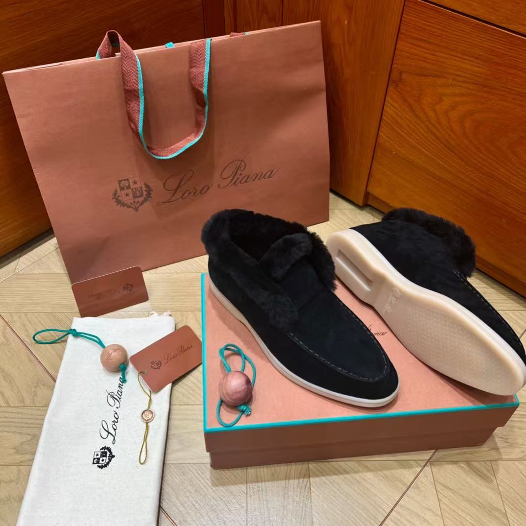 LP LOAFERS IN BLACK SUEDE AND FUR LINING - 35