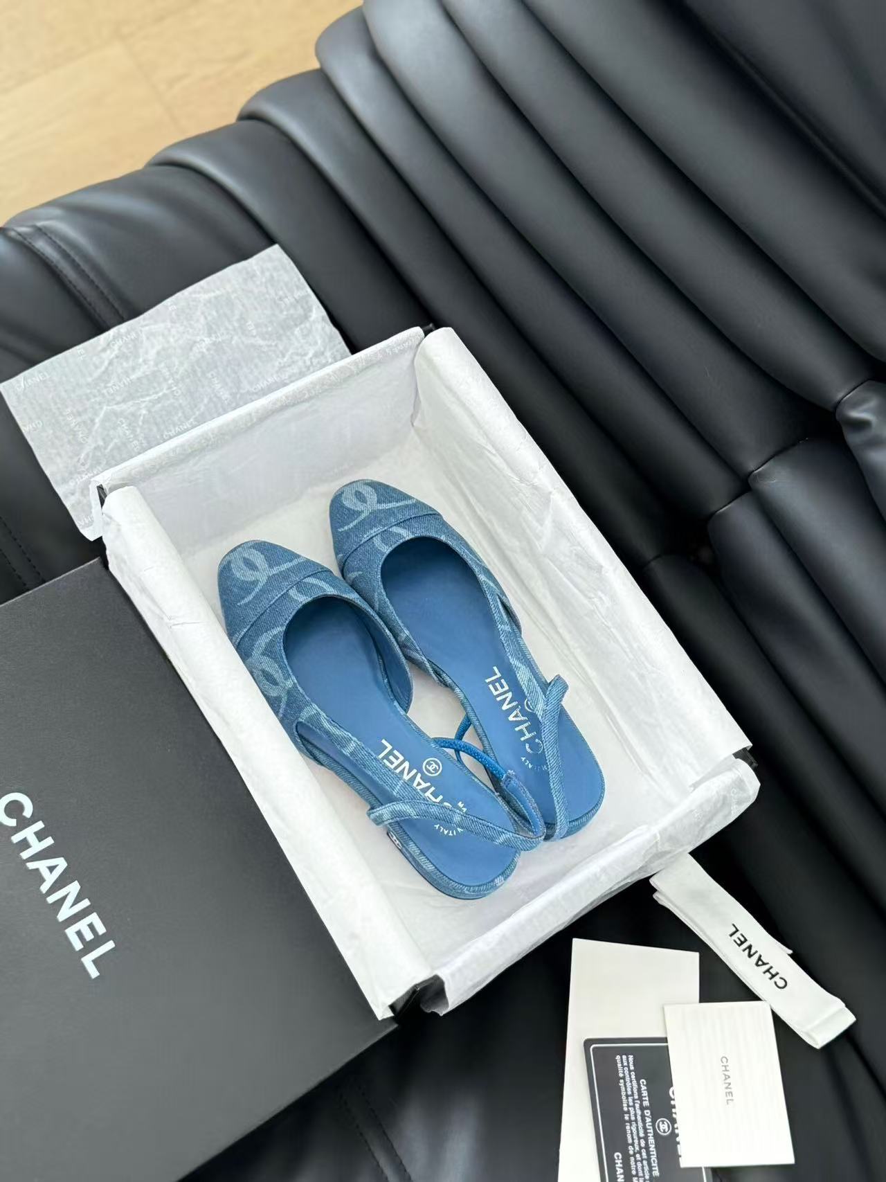 CC FLAT SLINGBACK IN LIGHT BLUE DENIM - 35
