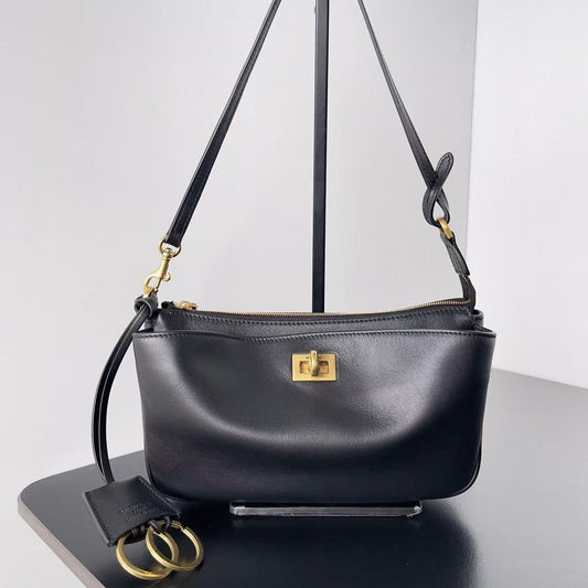 СУМКА RODEO SHOULDER BAG 22 З ЧОРНОЇ ТЕЛЯЧОЇ ШКІРИ ІЗ ЗОЛОТОЮ ФУРНІТУРОЮ