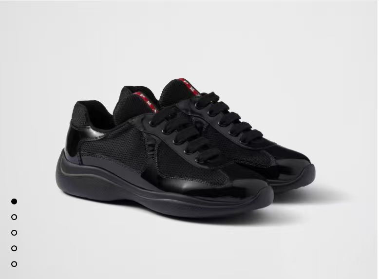 PRADA SNEAKER 25S IN BLACK MESH AND PATENT CALFSKIN - 35