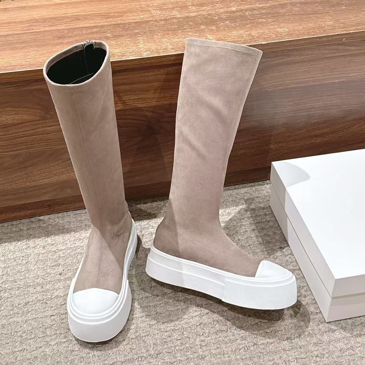 THE ROW HIGH BOOTS IN DARK BEIGE SUEDE - 35