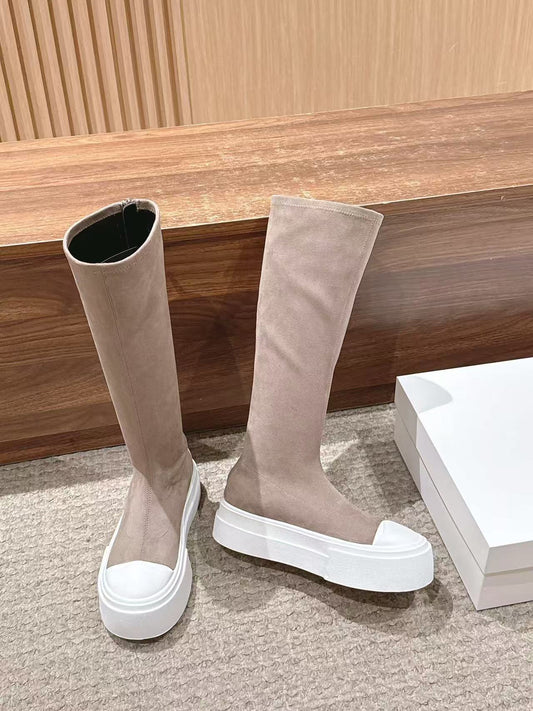 THE ROW HIGH BOOTS IN DARK BEIGE SUEDE - 35