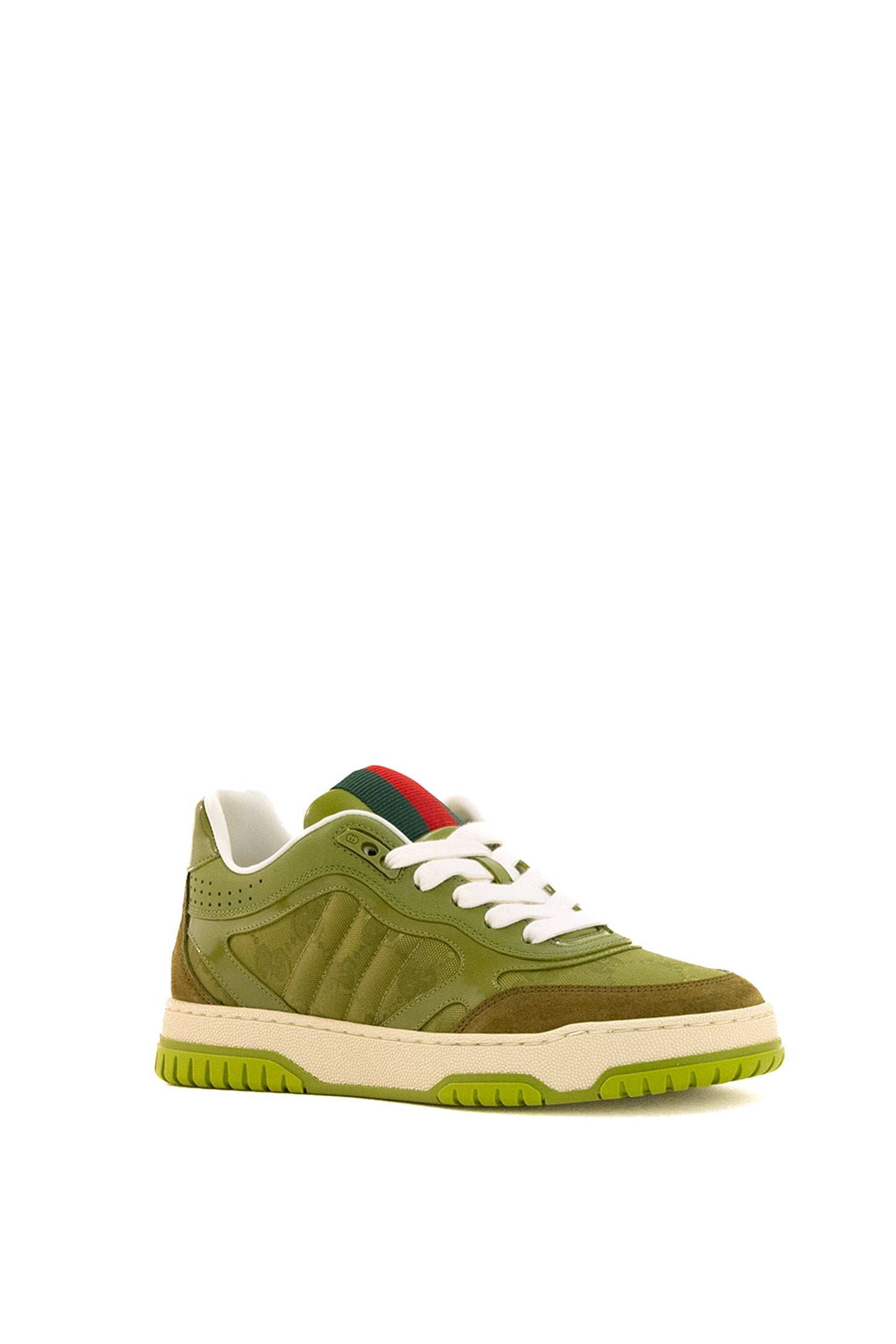 GG RE-WEB SNEAKER IN DARK GREEN CALSKIN GG CANVAS - 35