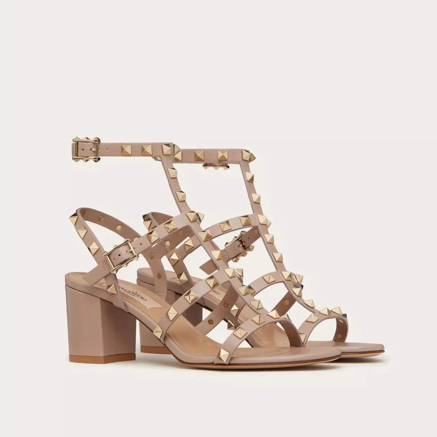 ROCKSTUD CALFSKIN ANKLE STRAP 60 SANDAL BEIGE - 35