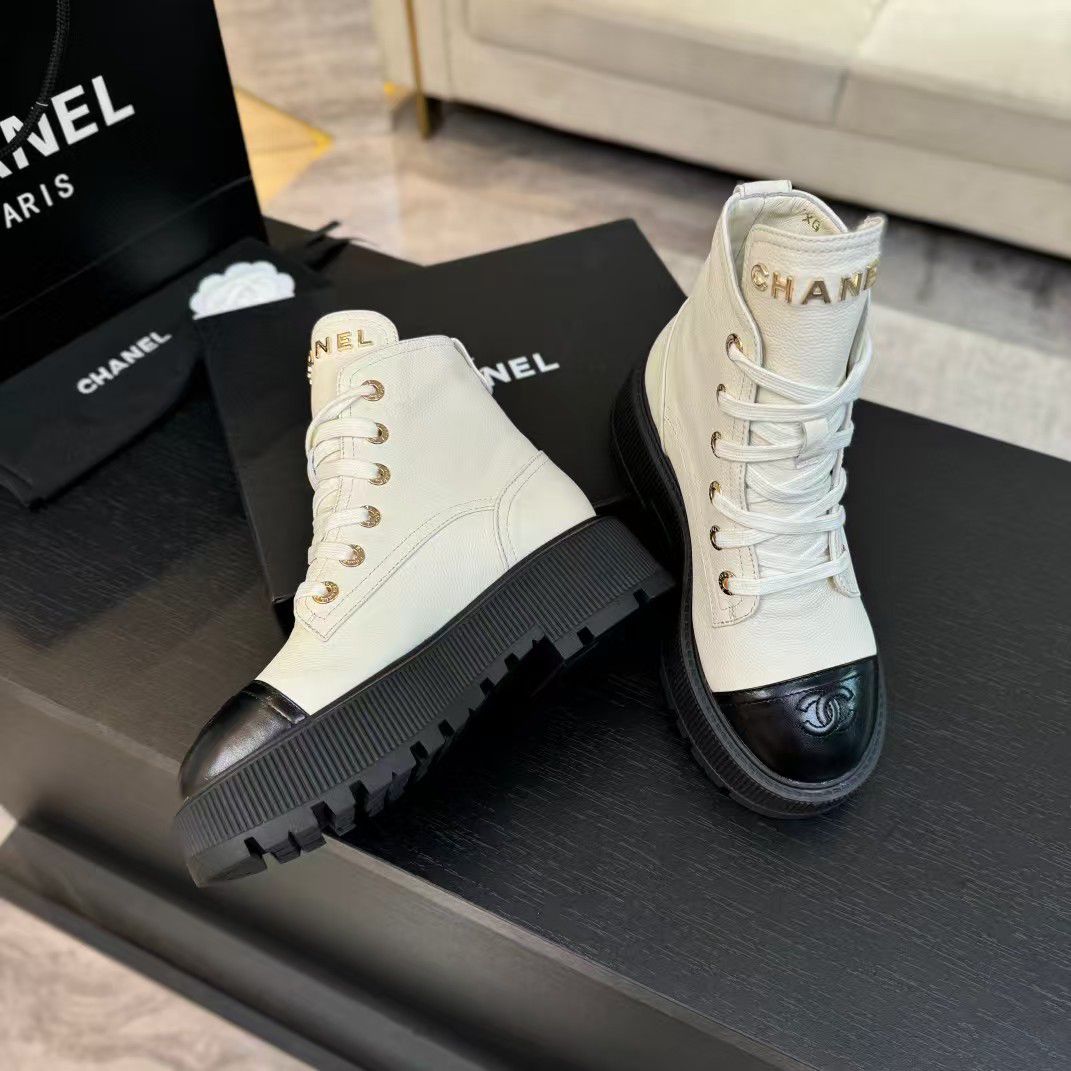 ANKLE BOOTS IN WHITE MIX BLACK CALFSKIN 936574 - 35