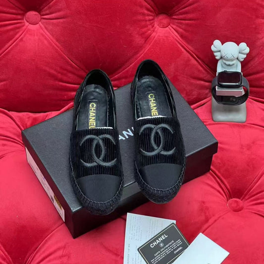 CC PLATFORM IN BLACK VELVET MIX CALFSKIN EMBROIDERED LOGO - 34