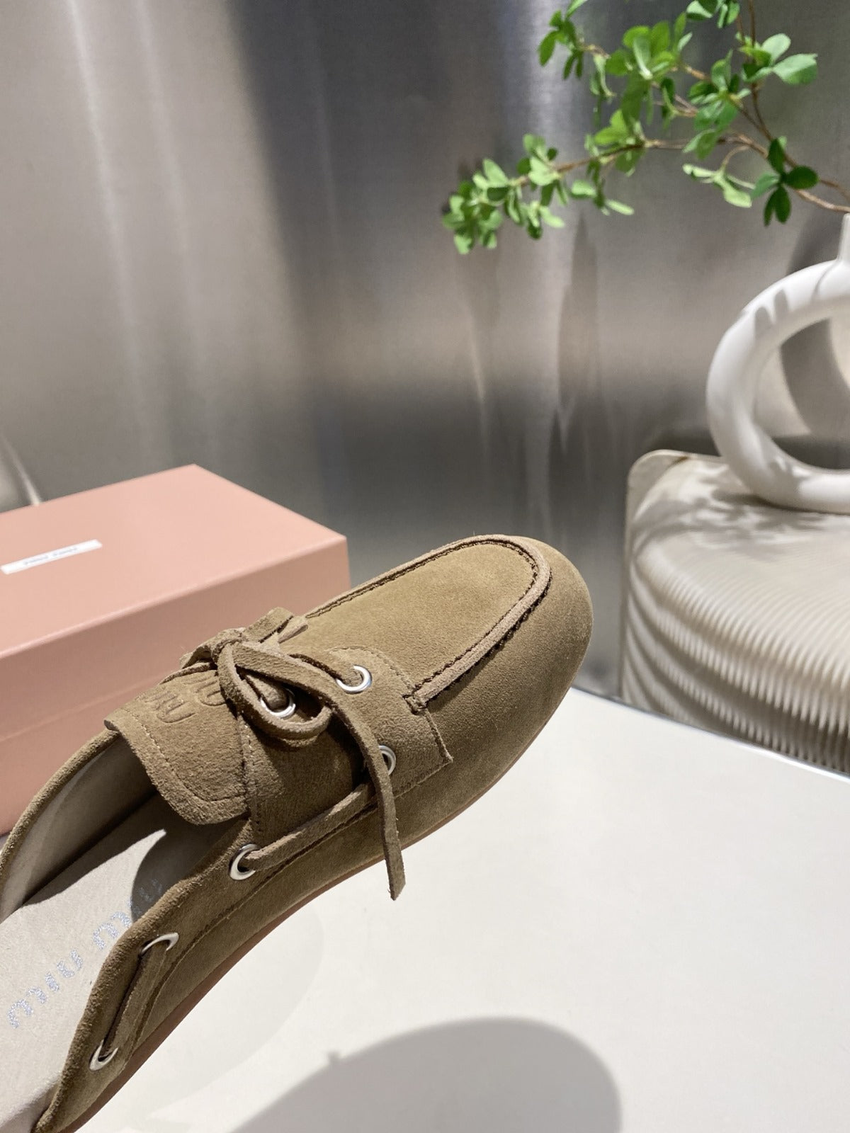 MIU FADED MULE IN LIGHT BROWN ECRU SUEDE - 35