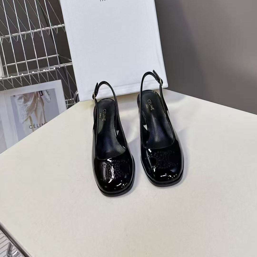 CELINE SLINGBACK IN BLACK CALFSKIN - 35