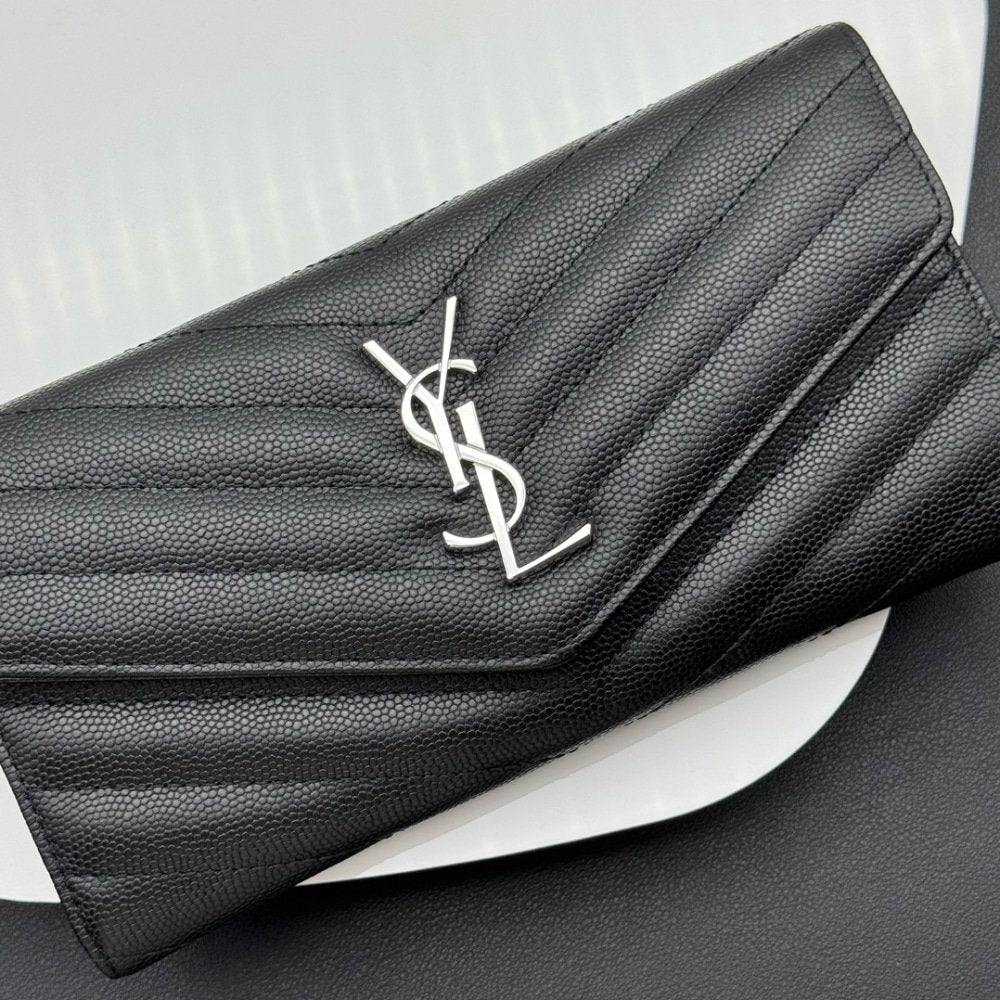 Saint Laurent Cassandra Large Flap Wallet Black 19 cm