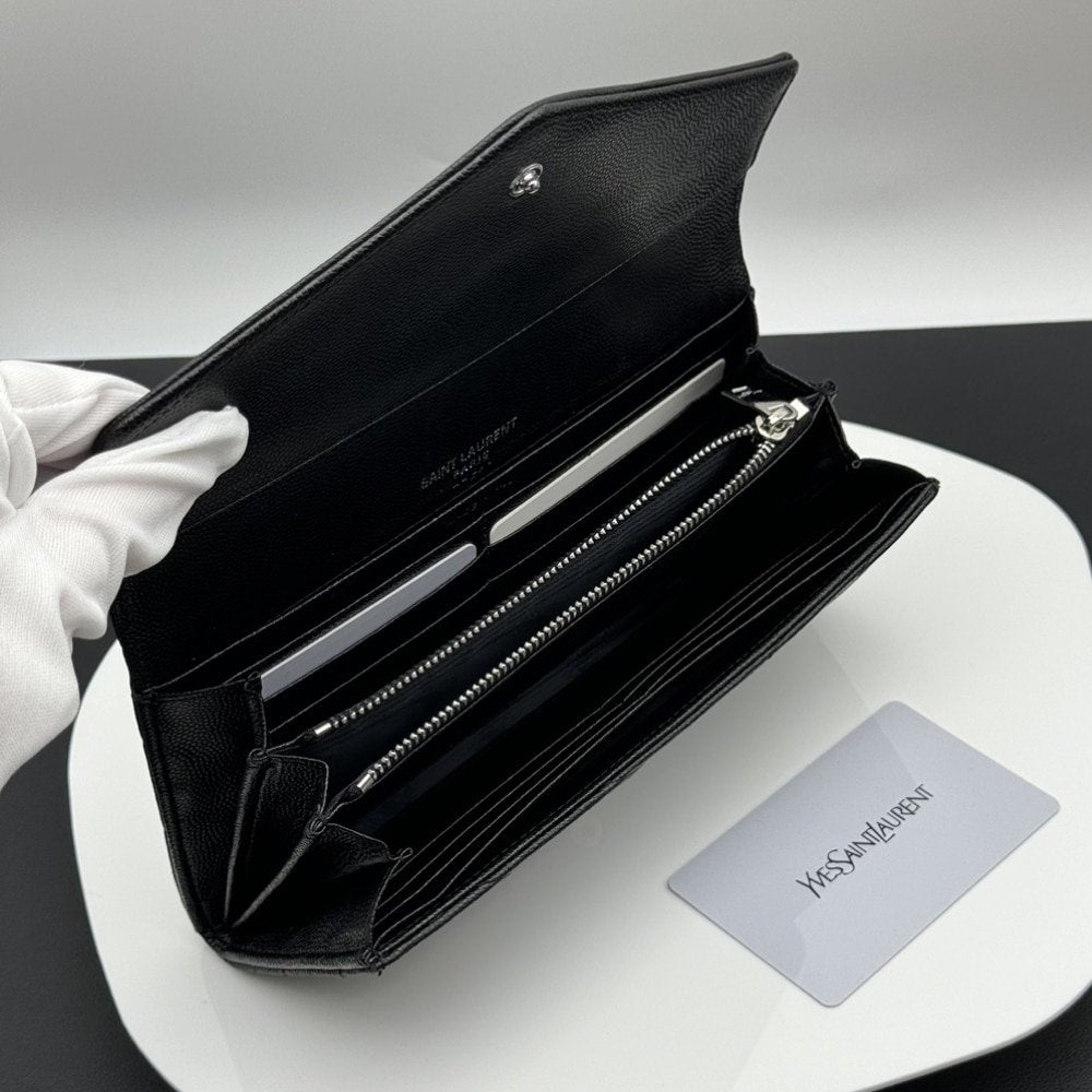 Saint Laurent Cassandra Large Flap Wallet Black 19 cm