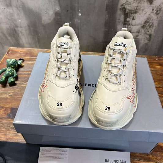 TRIPLE S SNEAKER DIY METAL IN WHITE CALFSKIN - 35
