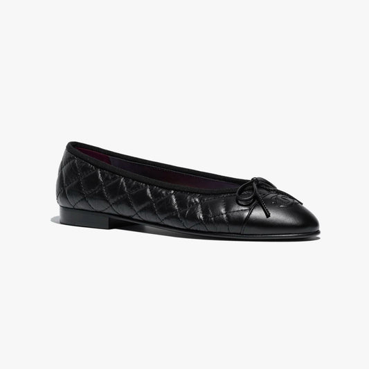 BALLET FLATS BLACK AGED CALFSKIN - 35