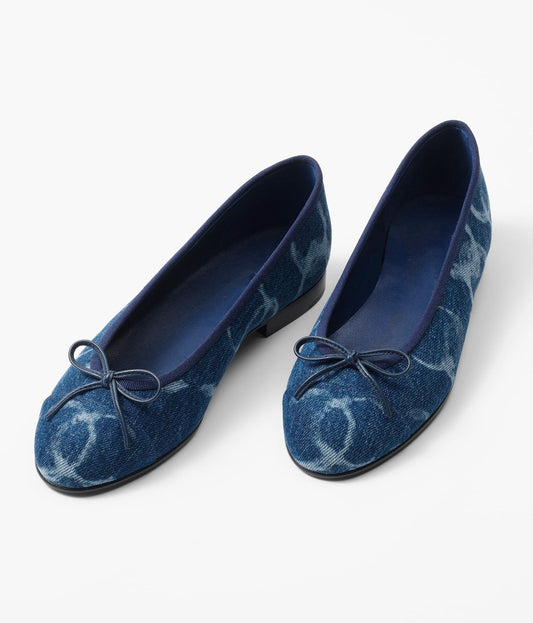 BALLET FLATS DARK BLUE WHITE DENIM - 35
