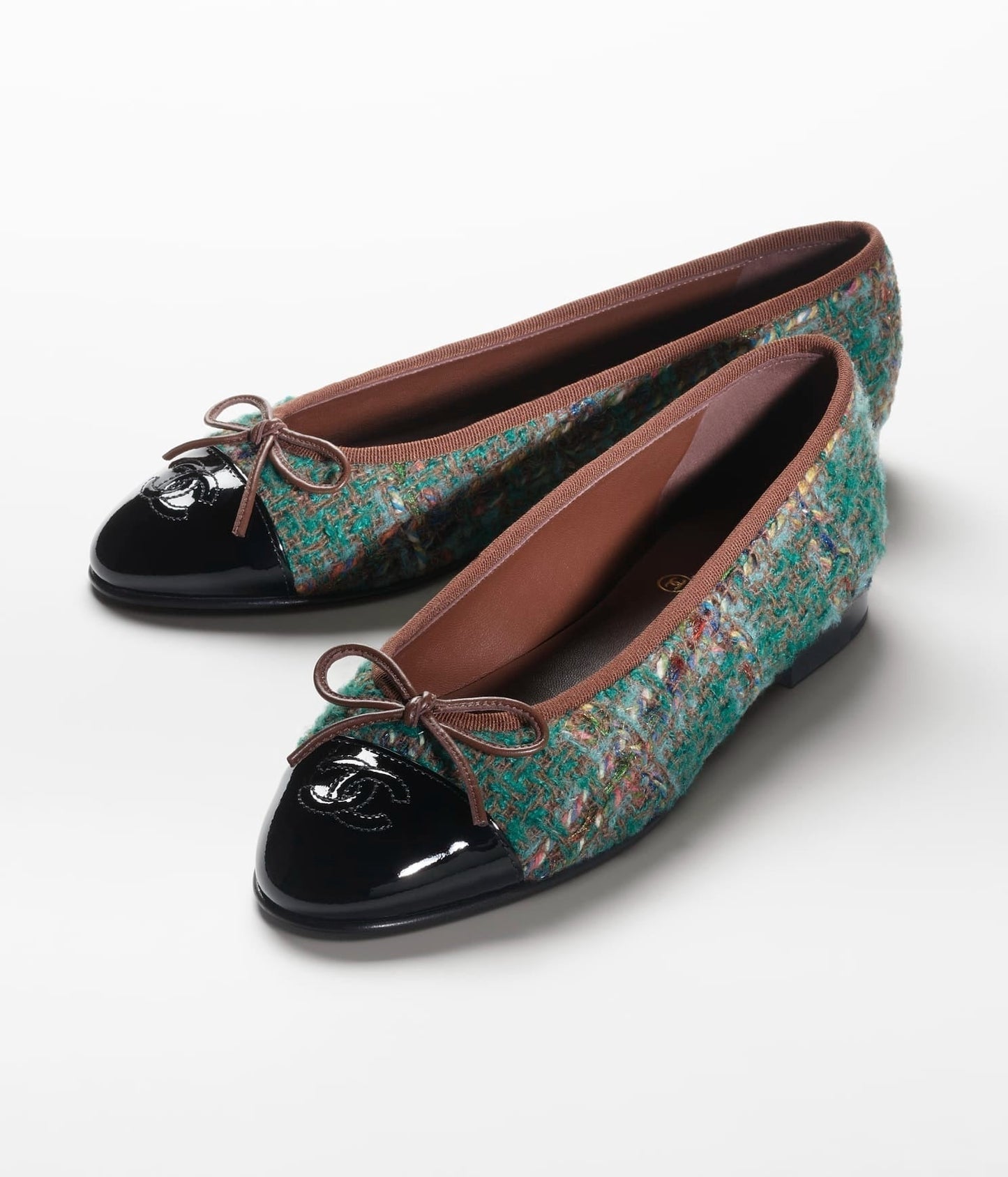 BALLET FLATS DARK GREEN BROWN TWEED - 35