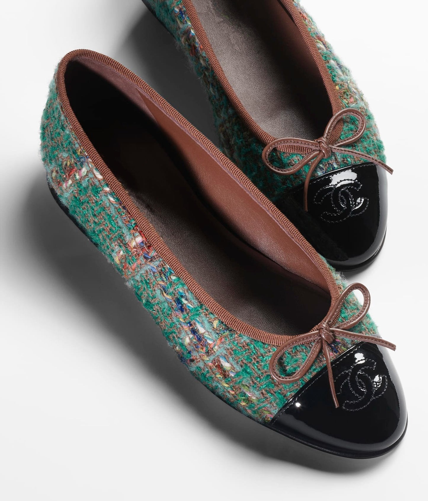 BALLET FLATS DARK GREEN BROWN TWEED - 35