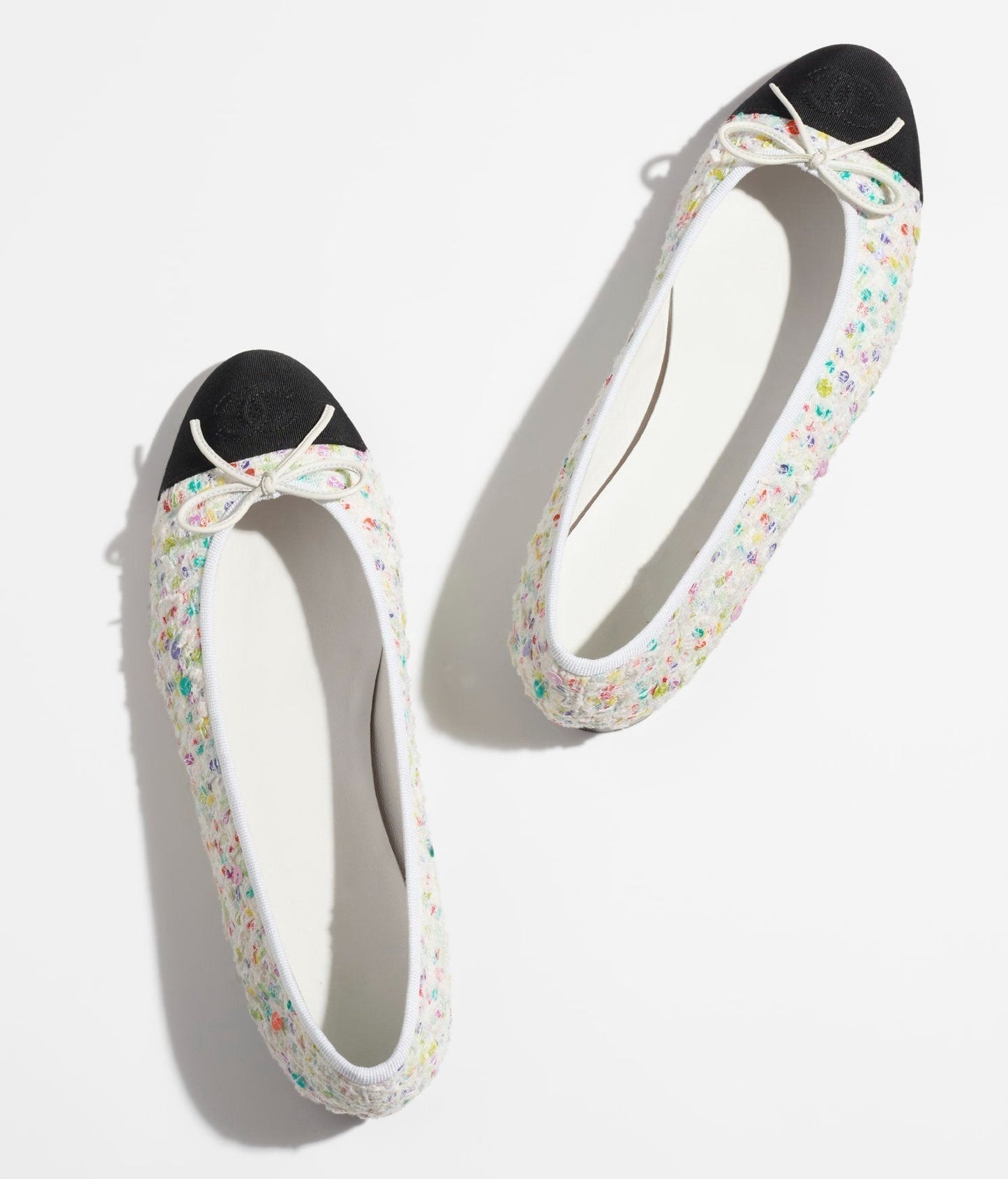 BALLET FLATS ECRU MULTICOLOR BLACK TWEED - 35