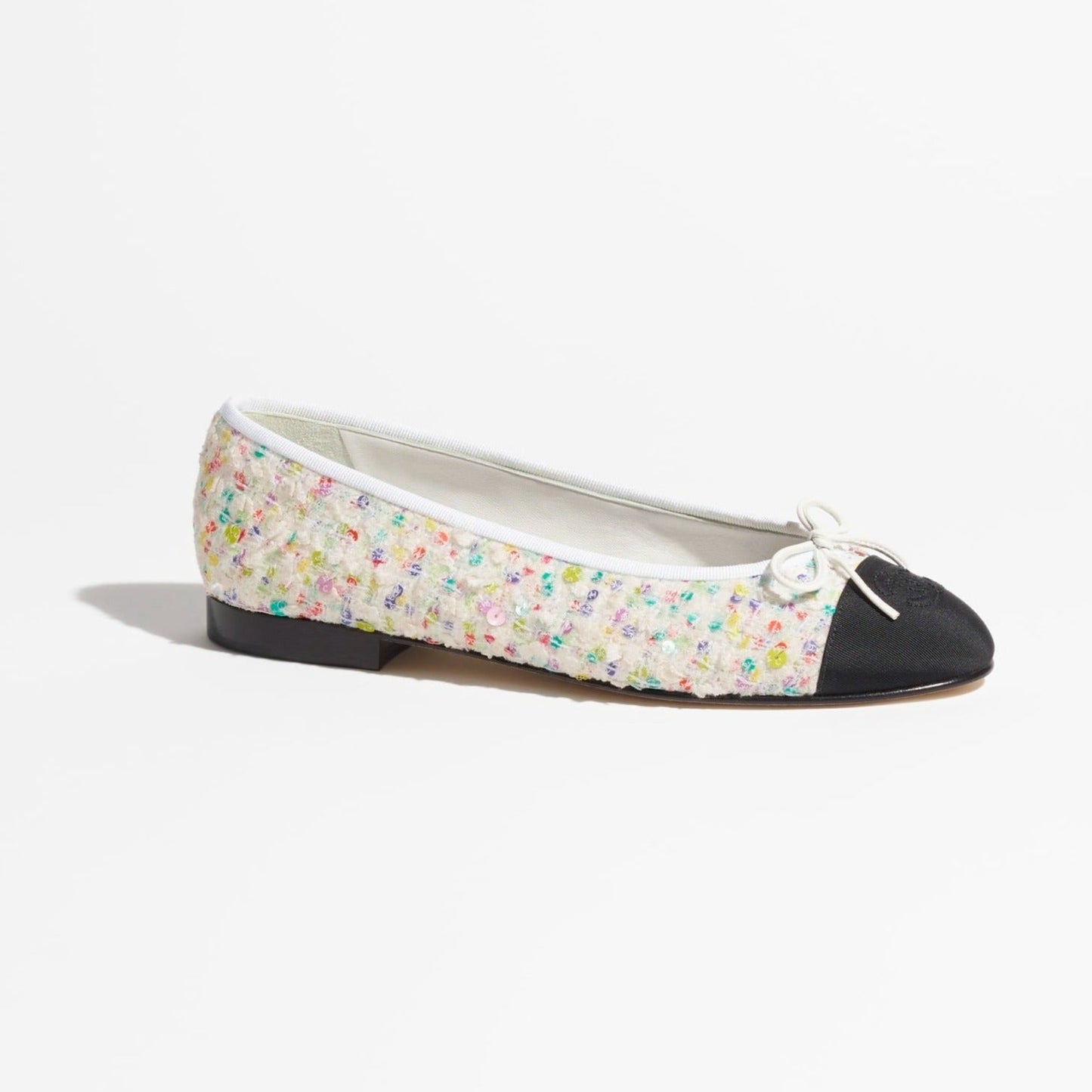 BALLET FLATS ECRU MULTICOLOR BLACK TWEED - 35