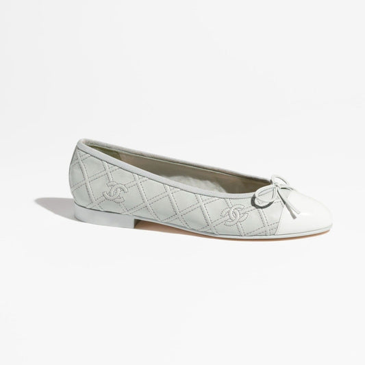 BALLET FLATS LIGHT BLUE WHITE LAMBSKIN - 35