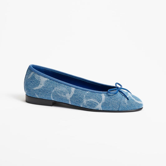 BALLET FLATS LIGHT BLUE WHITE DENIM - 35
