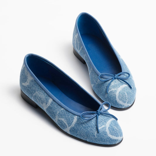 BALLET FLATS LIGHT BLUE WHITE DENIM - 35