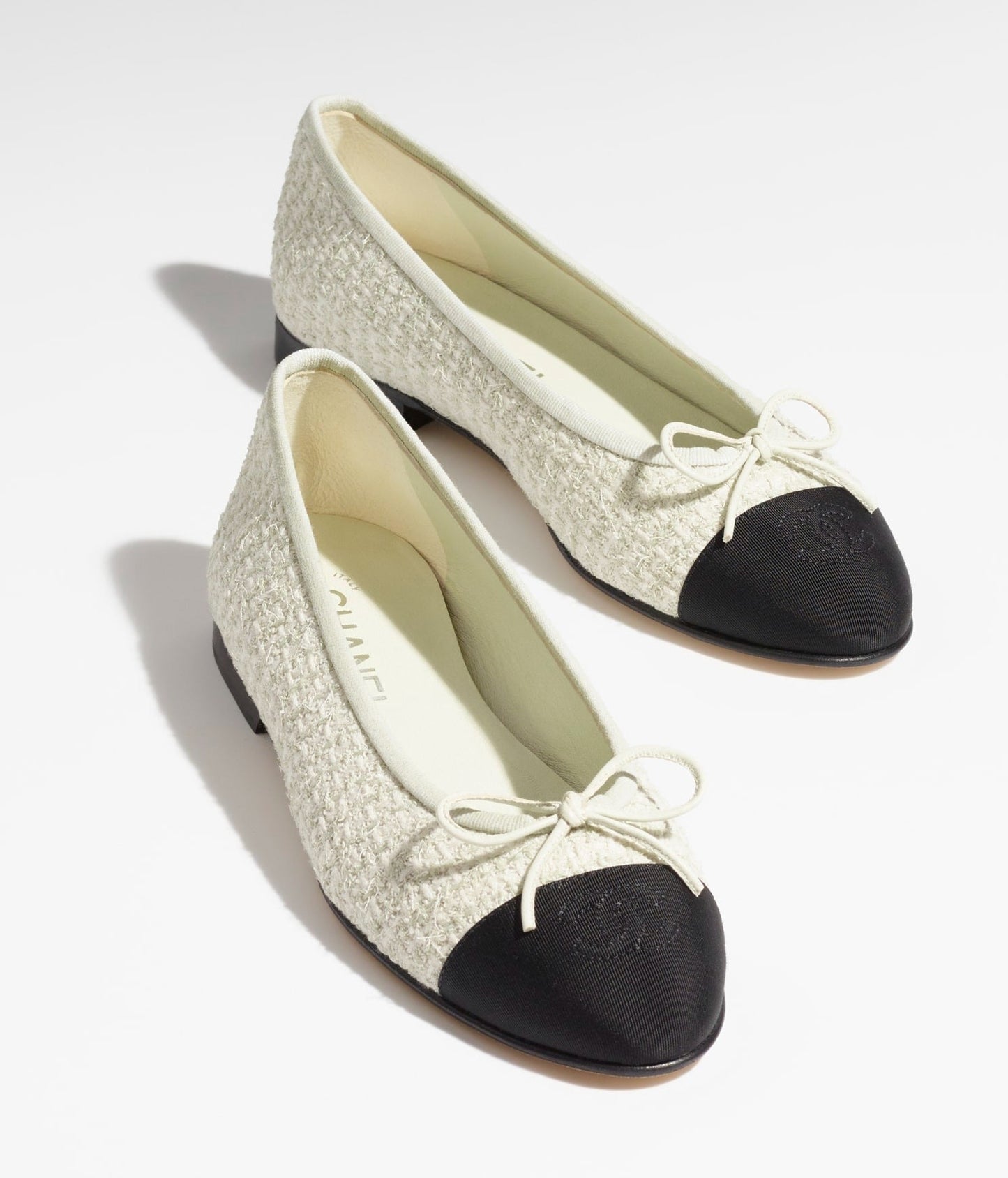 BALLET FLATS LIGHT GRAY WHITE BLACK TWEED - 35