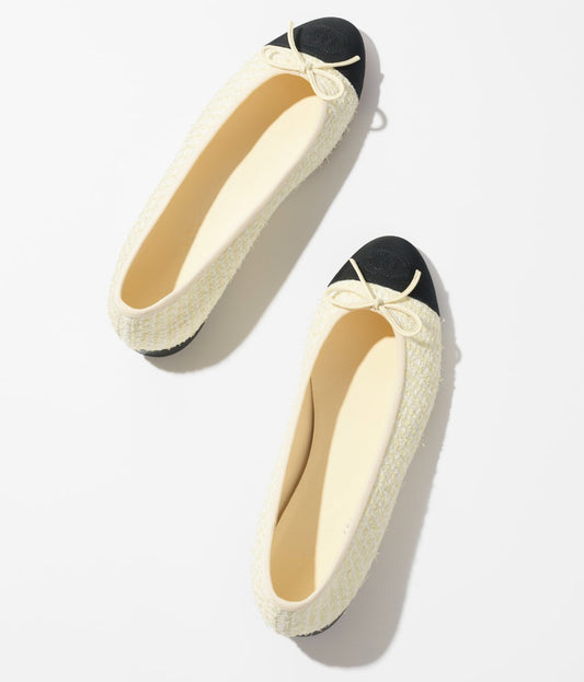 BALLET FLATS LIGHT YELLOW BLACK TWEED - 35