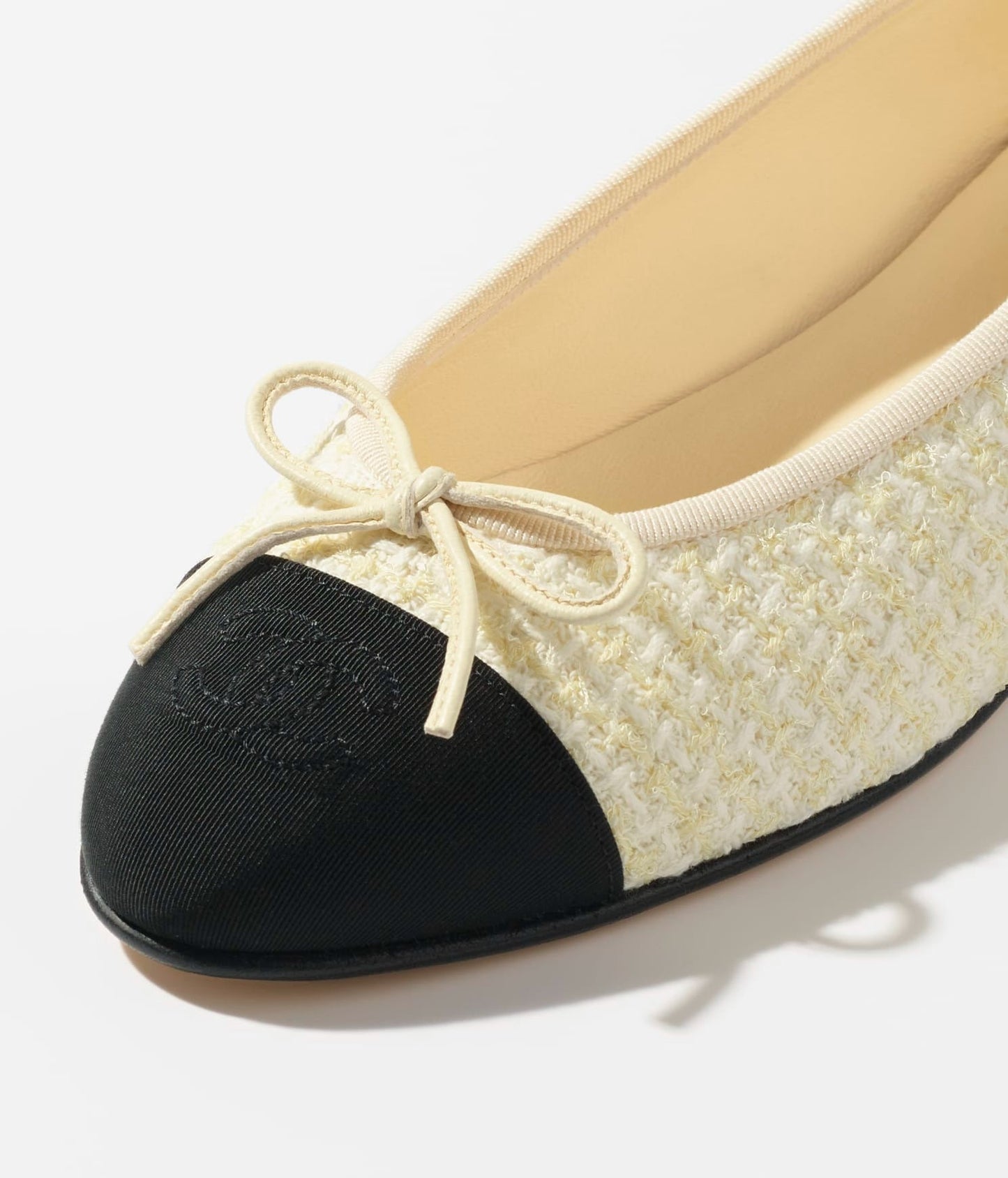 BALLET FLATS LIGHT YELLOW BLACK TWEED - 35