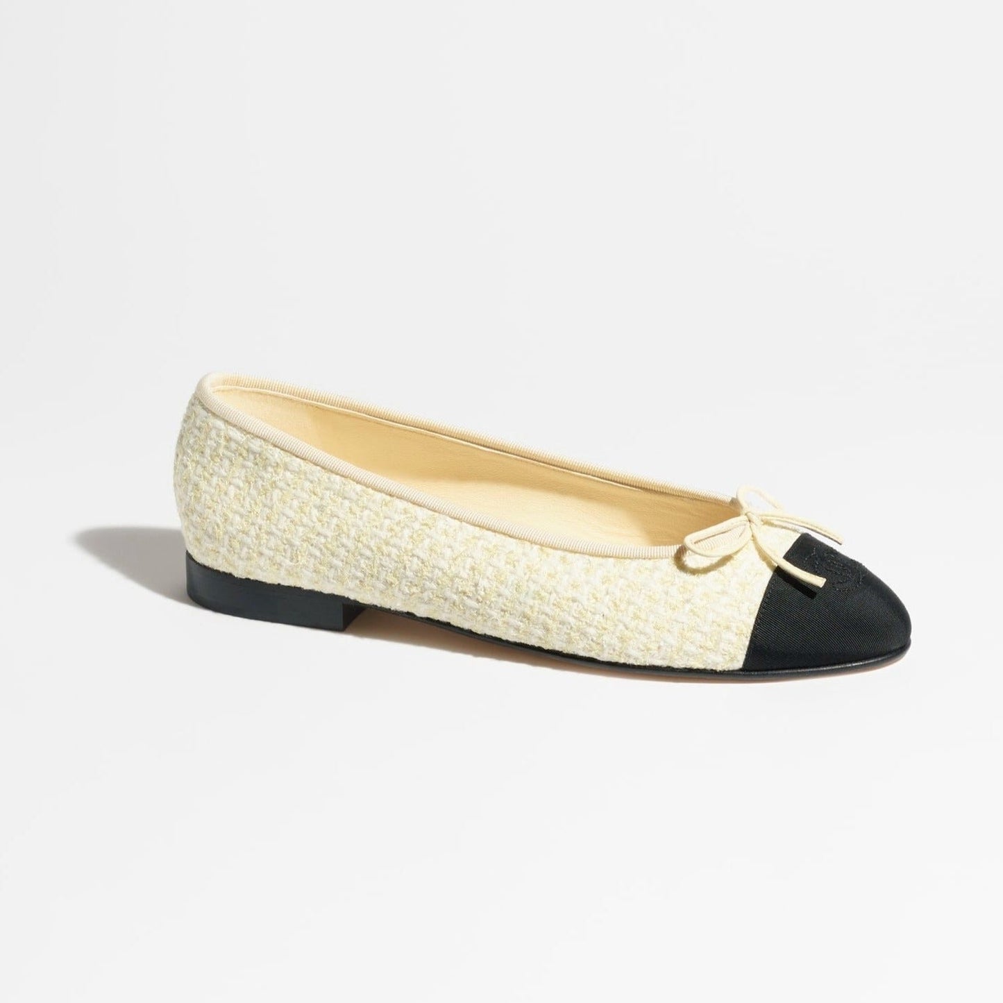 BALLET FLATS LIGHT YELLOW BLACK TWEED - 35