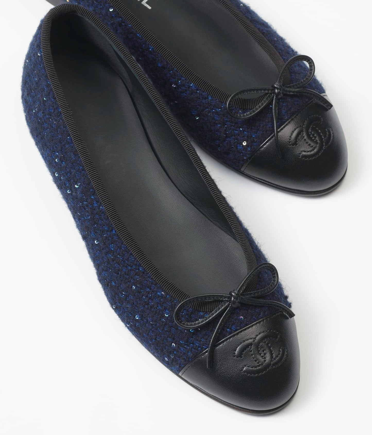 ballet flats navy blue black tweed - 35