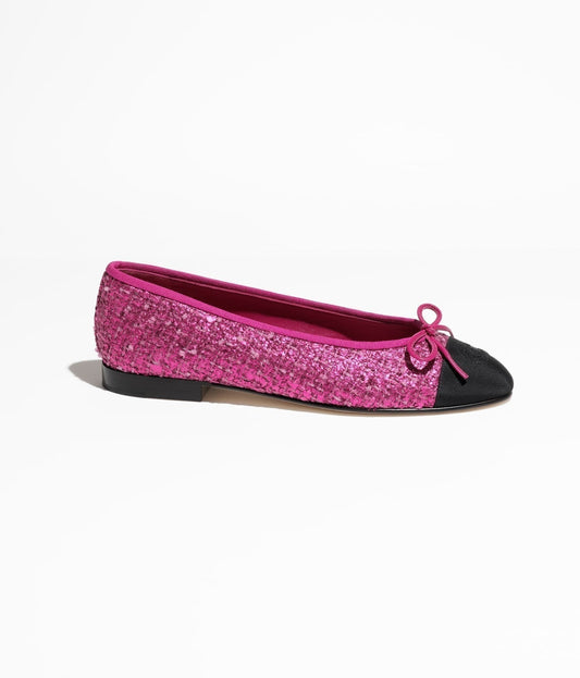 BALLET FLATS LIGHT PINK BLACK TWEED - 35
