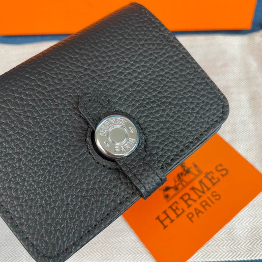 Hermes Dogon Duo Mini Wallet Black 11cm