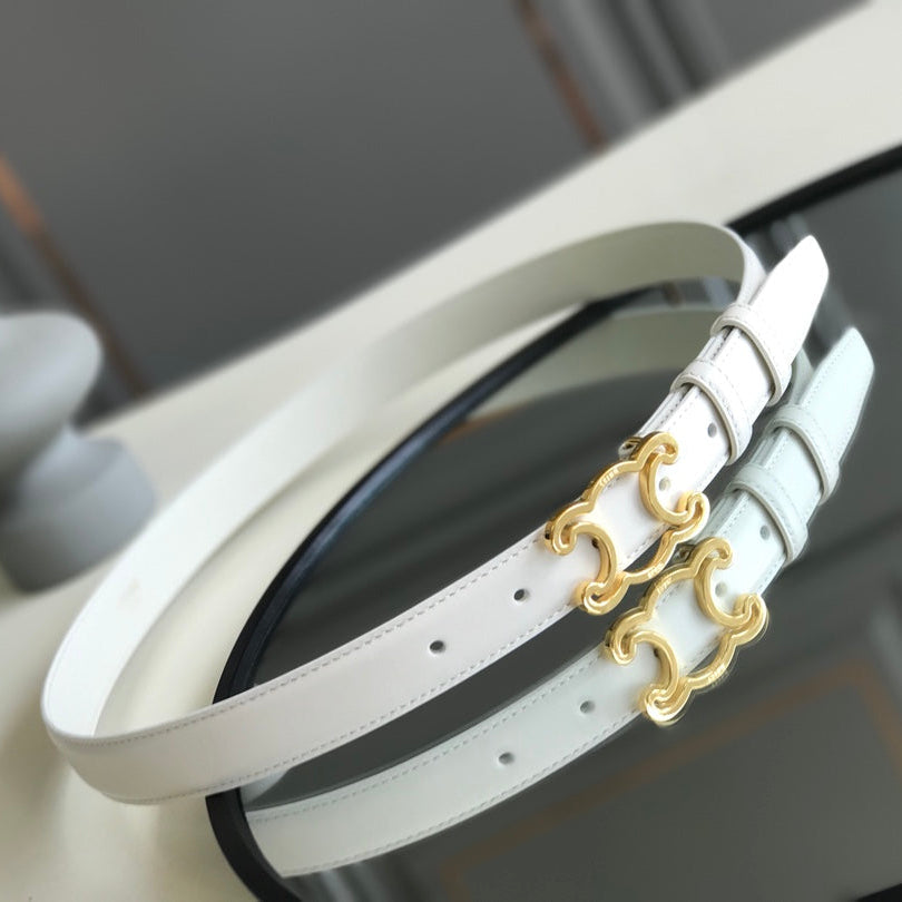 CELINE 25S BELT TRIOMPHE 25MM IN WHITE CALFSKIN 559674 - 26 - 28