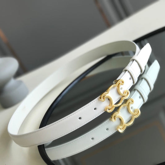 CELINE 25S BELT TRIOMPHE 25MM IN WHITE CALFSKIN 559674 - 26 - 28