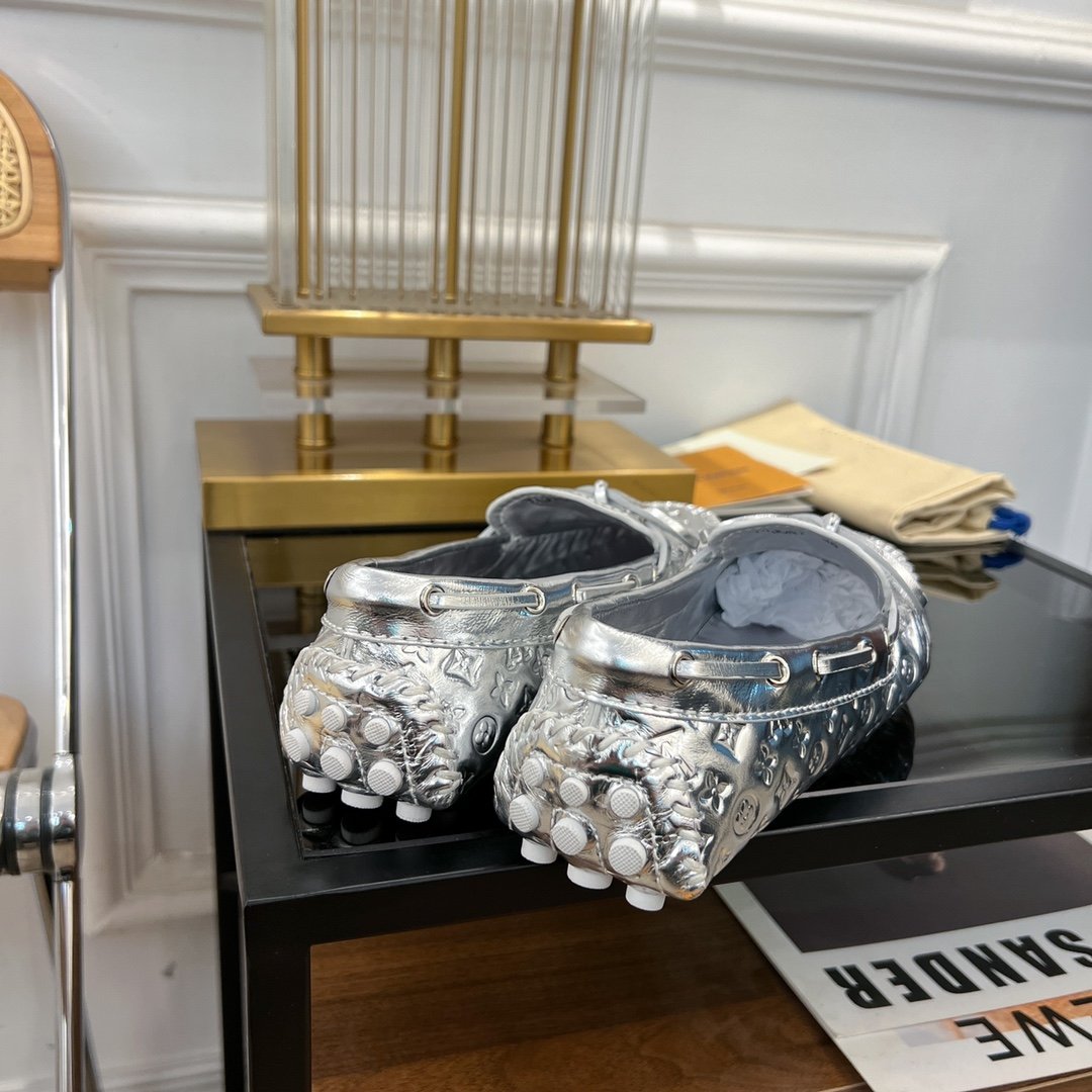 LV GLORIA FLAT LOAFER LOGO STAMPING SILVER - 35
