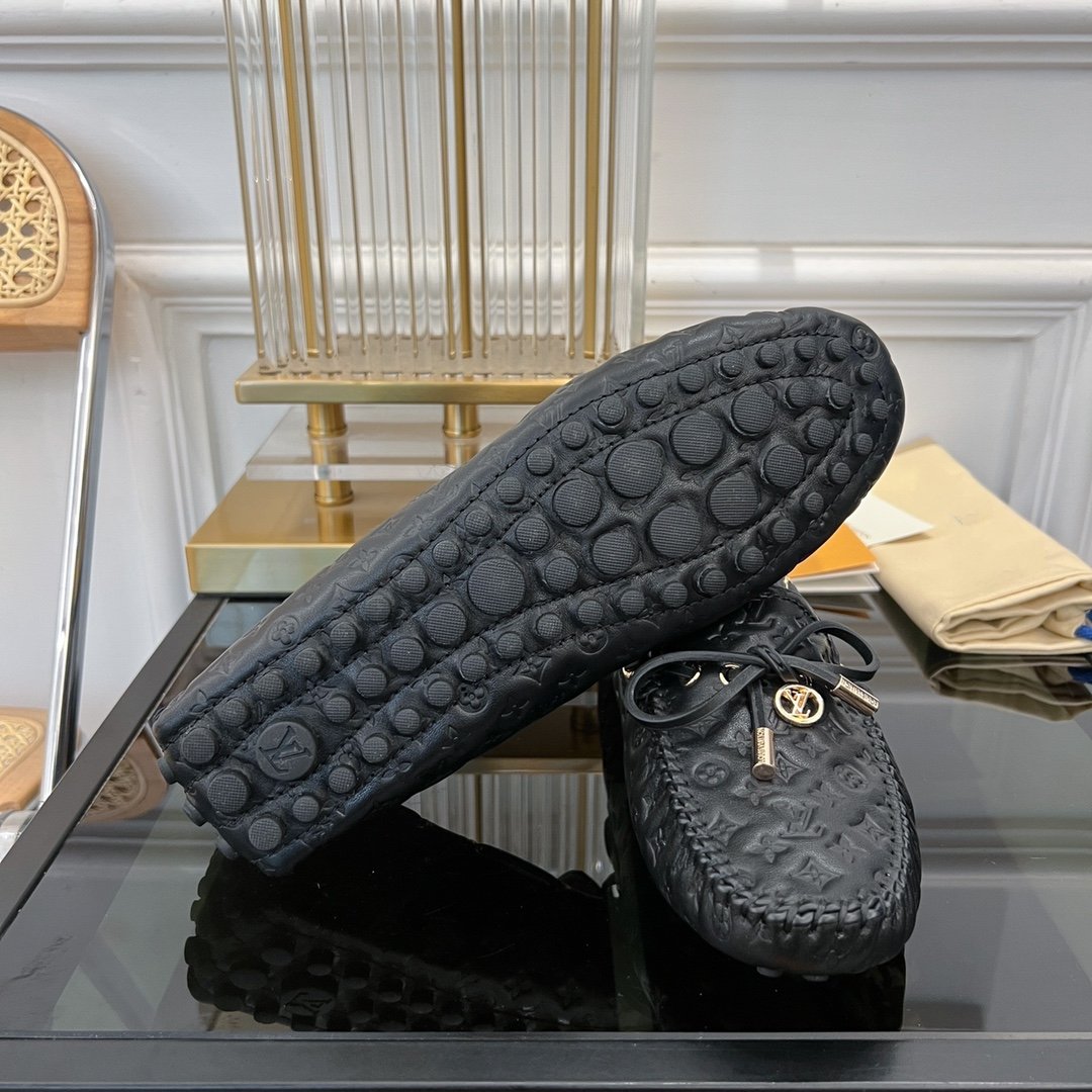 LV GLORIA FLAT LOAFER LOGO STAMPING BLACK - 35
