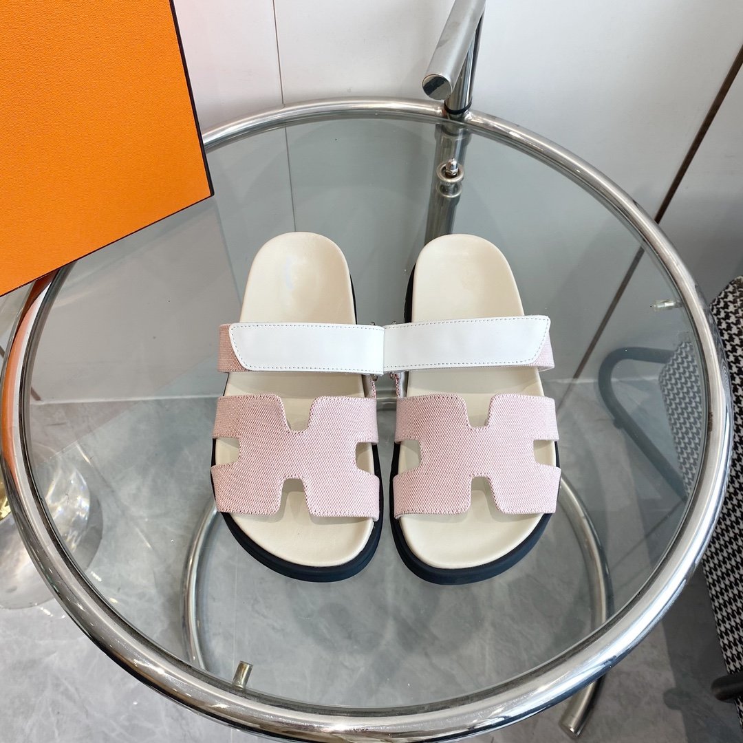 Chypre Canvas Sandal White Pink Leather - 35