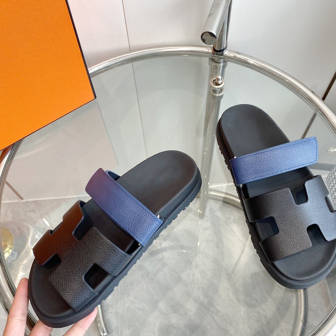 Chypre Sandal Black with blue straps Leather - 35