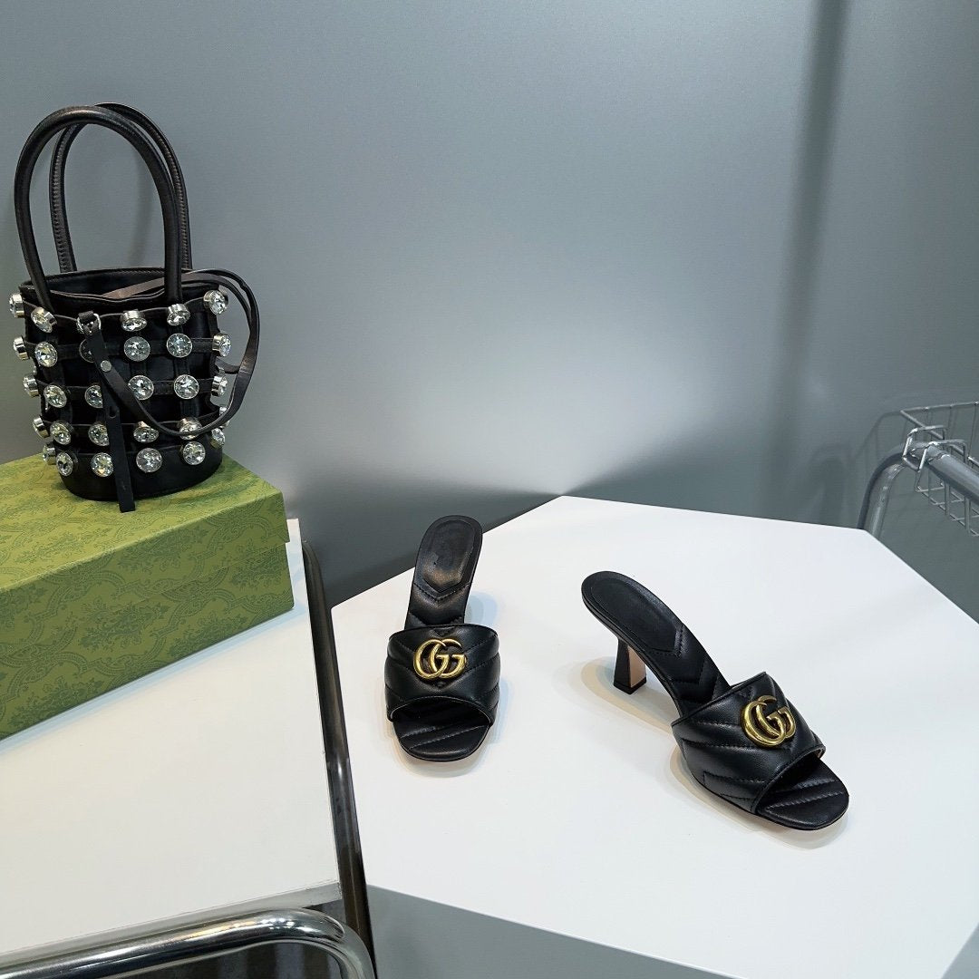 GG SANDALS HIGH-HEELED BLACK - 35