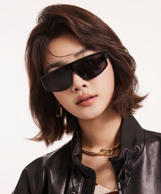RECTANGULAR FRAME SUNGLASSES G3109 IN ACETATE - Black