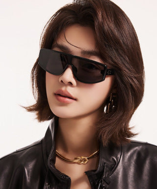 RECTANGULAR FRAME SUNGLASSES G3109 IN ACETATE - Black