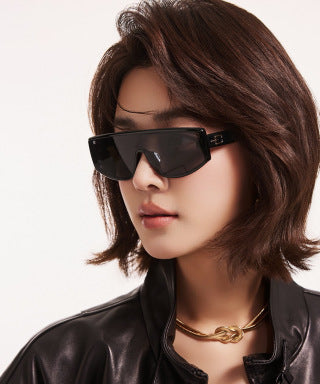 RECTANGULAR FRAME SUNGLASSES G3109 IN ACETATE - Black