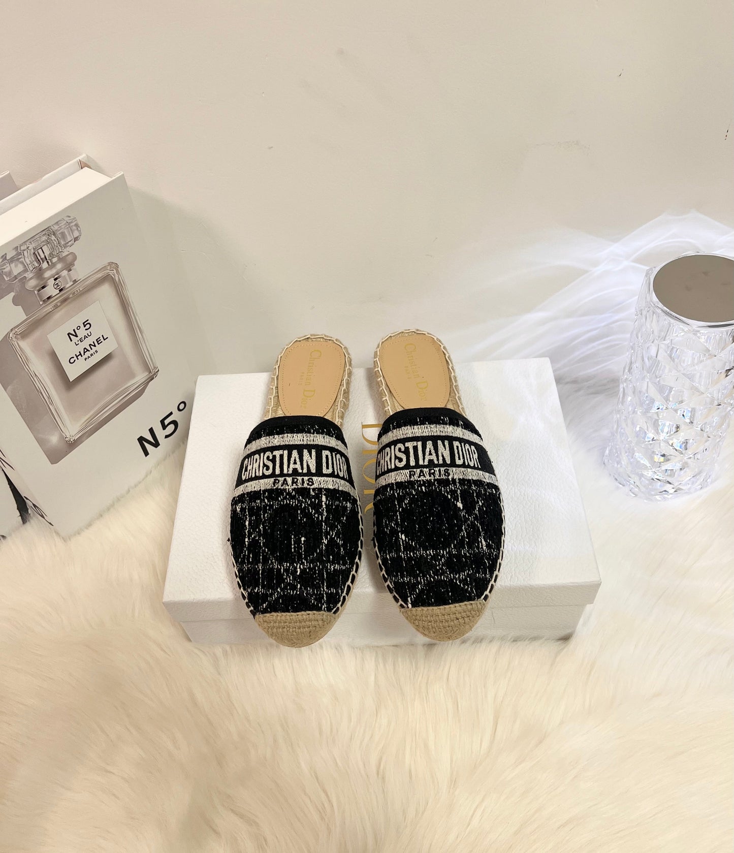 GRANVILLE ESPADRILLE BLACK OBLIQUE EMBROIDERED COTTON MULE - 36