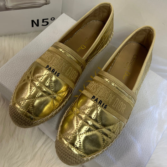 GRANVILLE ESPADRILLE GOLD QUILTED CANNAGE CALFSKIN - 36