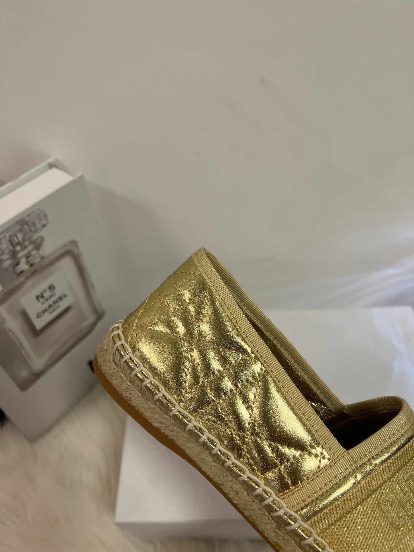 GRANVILLE ESPADRILLE GOLD QUILTED CANNAGE CALFSKIN - 36