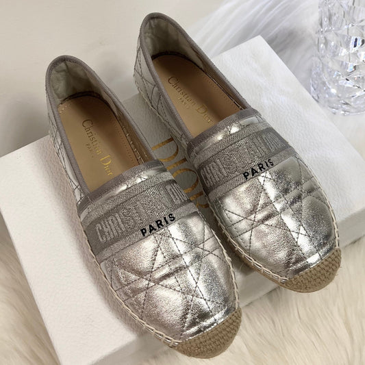 GRANVILLE ESPADRILLE SILVER QUILTED CANNAGE CALFSKIN - 36